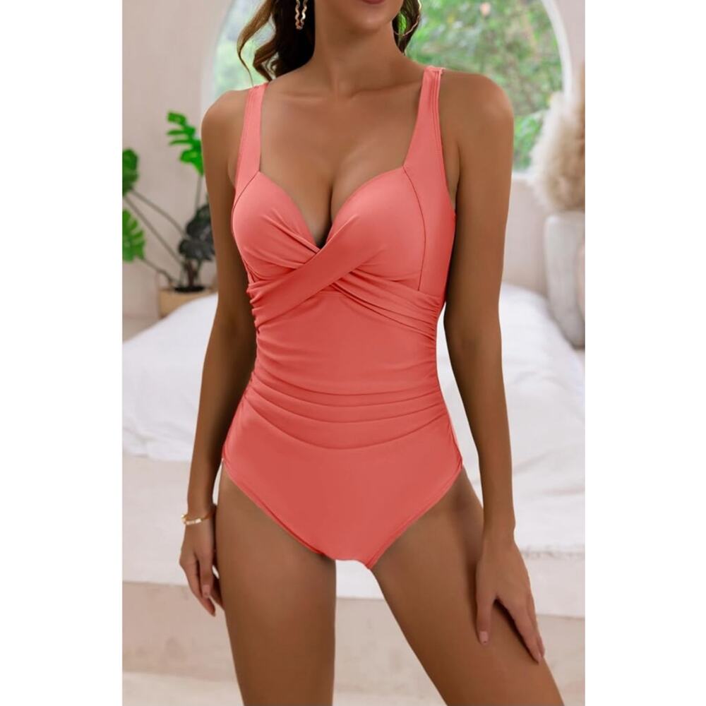 ◇26 MSRP $37 NWT EOMENIE WRAP TWIST ONE PIECE SWIMSUIT ♡SIZE XL♡